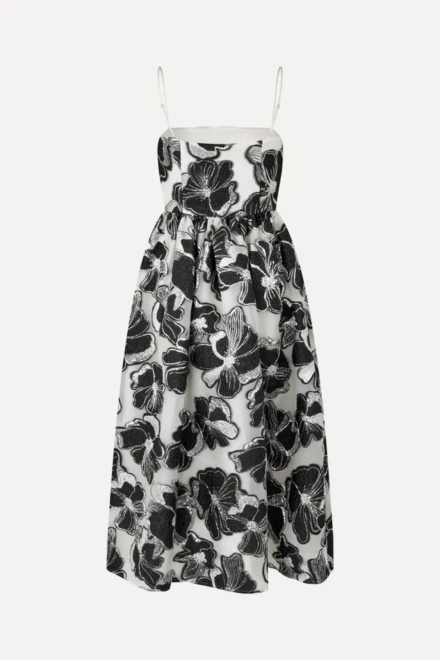 Stine Goya Dresses Voluminous Gathered Midi Dress 8211 Anemone Jacquard 8211 Women