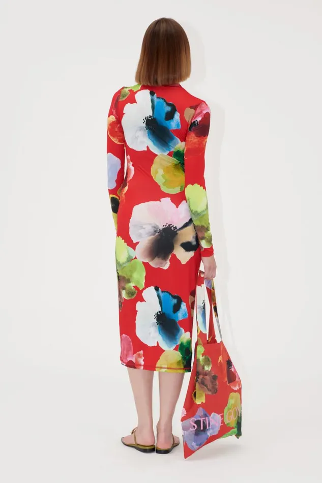 Stine Goya Exclusives Pullover Long Sleeve Midi Dress 8211 Bloom In Red 8211 Women