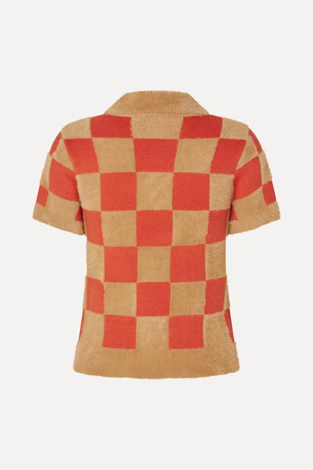 Stine Goya Knitwear Short Sleeve Knit Polo 8211 Mecca Orange Curry 8211 Women
