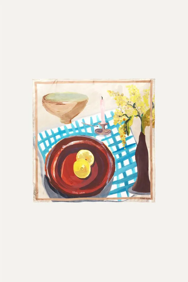 Stine Goya Scarves Small Scarf 8211 Lemons On A Plate 8211 Women