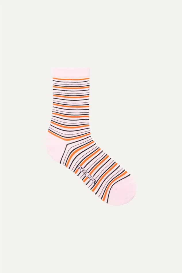 Stine Goya Socks and Tights Short Socks 8211 Pink Stripe 8211 Women