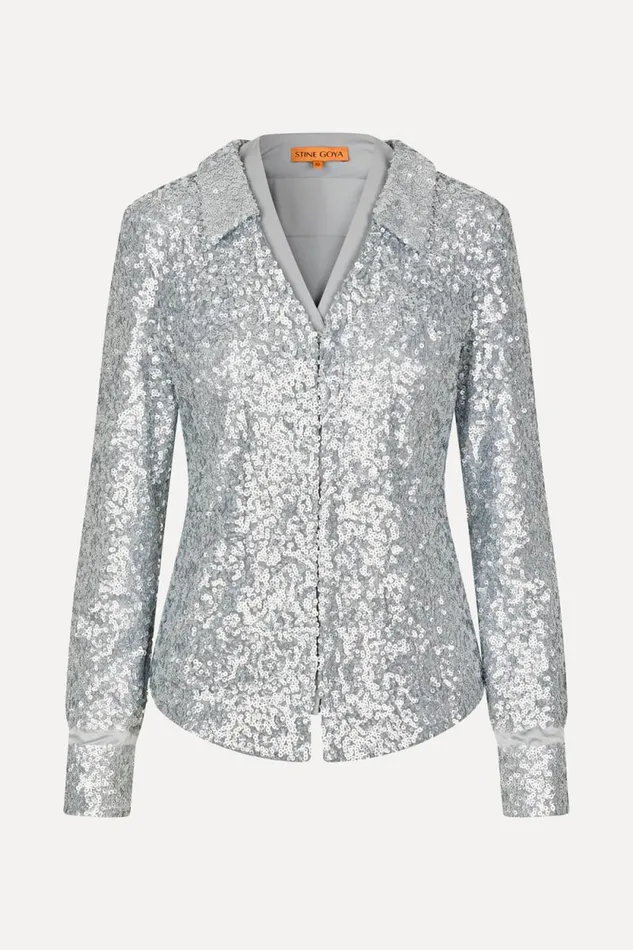 Stine Goya Tops and Shirts Double Collar Shirt 8211 Steel Grey 8211 Women