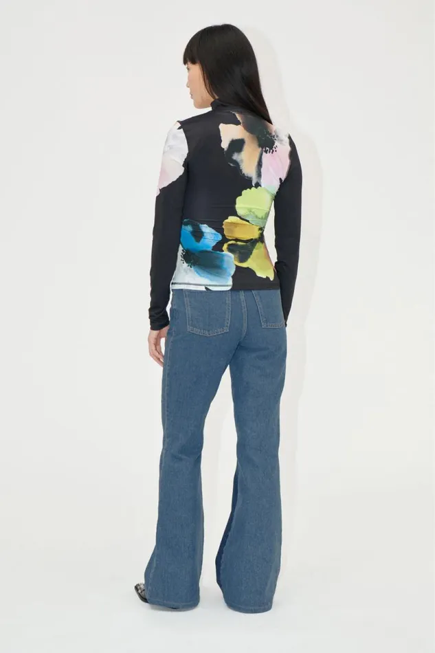 Stine Goya Tops and Shirts Elastic High Neck Collared Top 8211 Watercolor Bloom Maxi 8211 Women