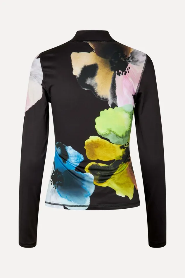 Stine Goya Tops and Shirts Elastic High Neck Collared Top 8211 Watercolor Bloom Maxi 8211 Women