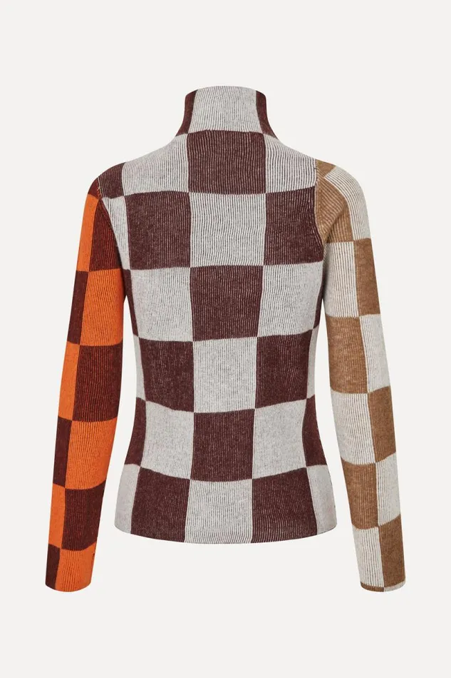 Stine Goya Tops and Shirts Long Sleeve Asymmetric Top 8211 Chocolate Combo 8211 Women