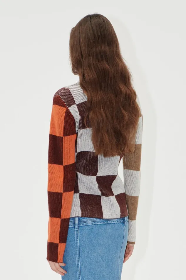Stine Goya Tops and Shirts Long Sleeve Asymmetric Top 8211 Chocolate Combo 8211 Women