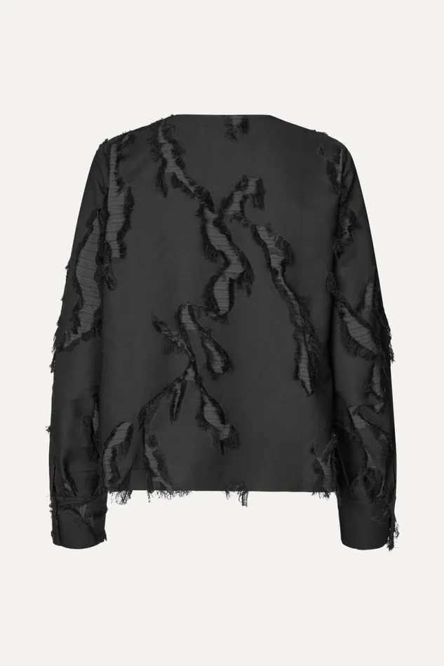 Stine Goya Tops and Shirts V Neck Long Sleeve Top 8211 Jet Black 8211 Women