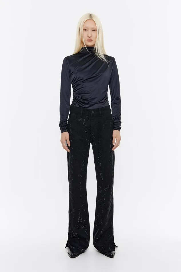 STRAIGHT CROPPED 8211 Black Stones Jeans Black Women Bimba Y Lola Denim STRAIGHT CROPPED 8211 Black Stones Jeans Black Women Bimba Y Lola Denim