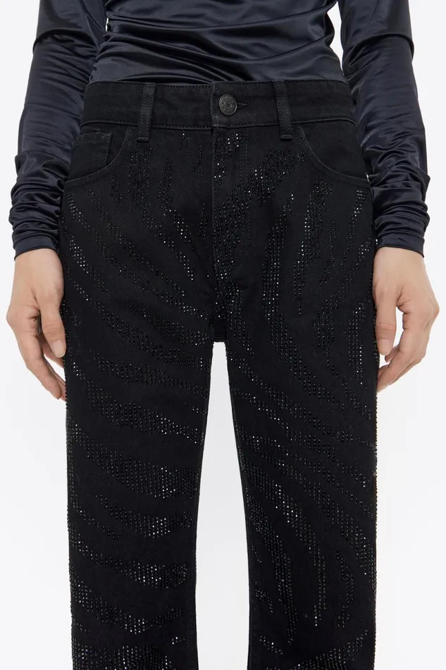 STRAIGHT CROPPED 8211 Black Stones Jeans Black Women Bimba Y Lola Denim STRAIGHT CROPPED 8211 Black Stones Jeans Black Women Bimba Y Lola Denim