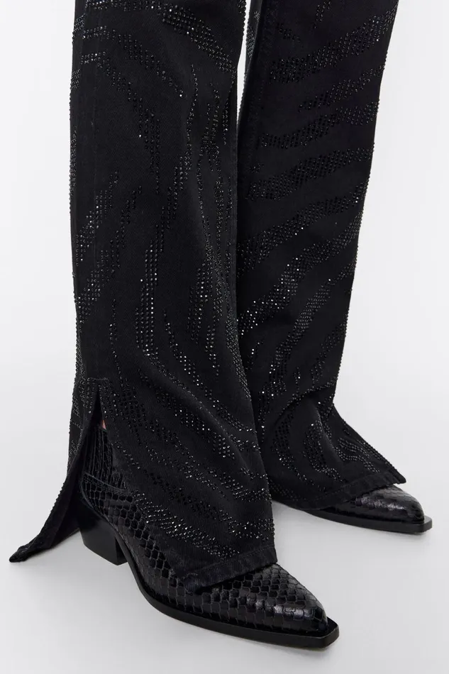 STRAIGHT CROPPED 8211 Black Stones Jeans Black Women Bimba Y Lola Denim STRAIGHT CROPPED 8211 Black Stones Jeans Black Women Bimba Y Lola Denim