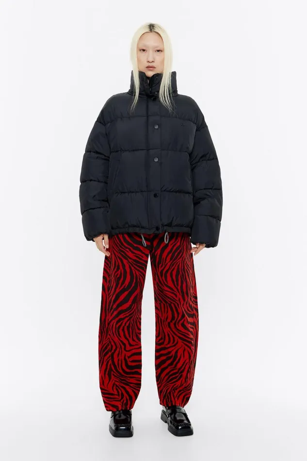 Straight Cut Black Puffer Black Women Bimba Y Lola Puffer Jackets