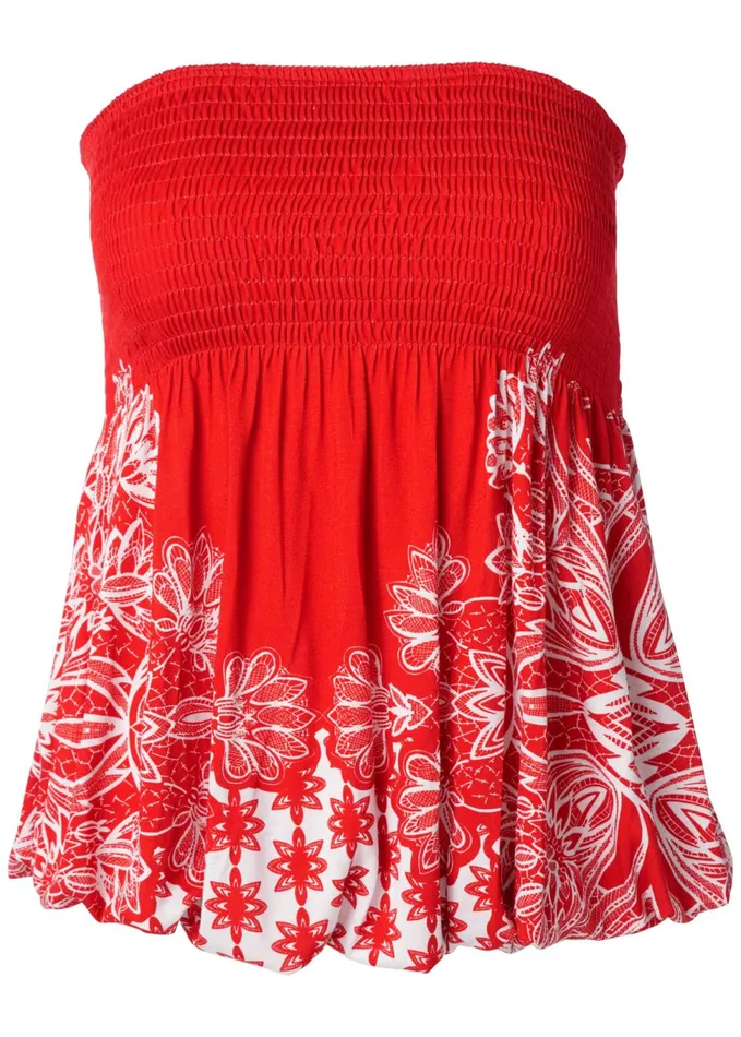 STRAPLESS TOP Red and White Women VENUS Casual Tops