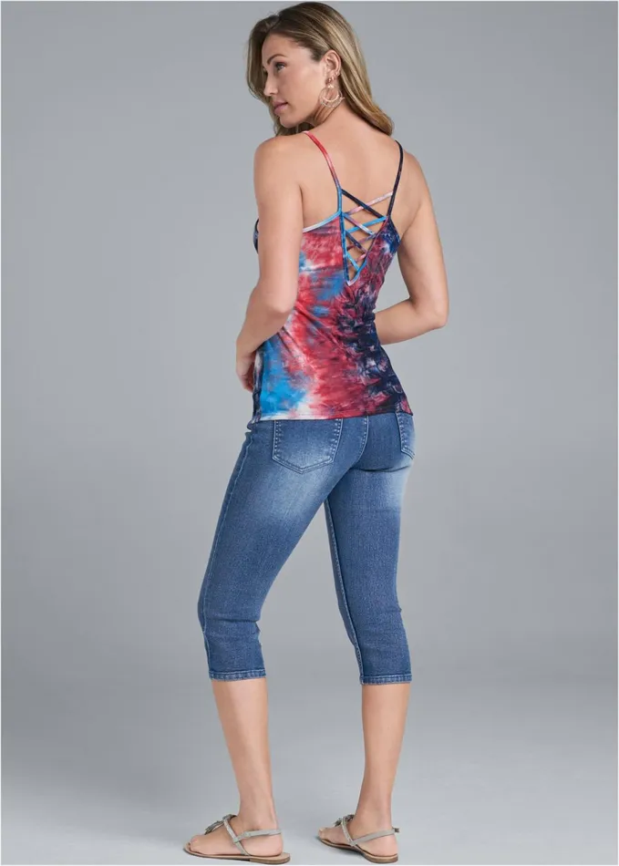 STRAPPY TIE DYE TANK TOP Red Multi Women VENUS Sleeveless Tops