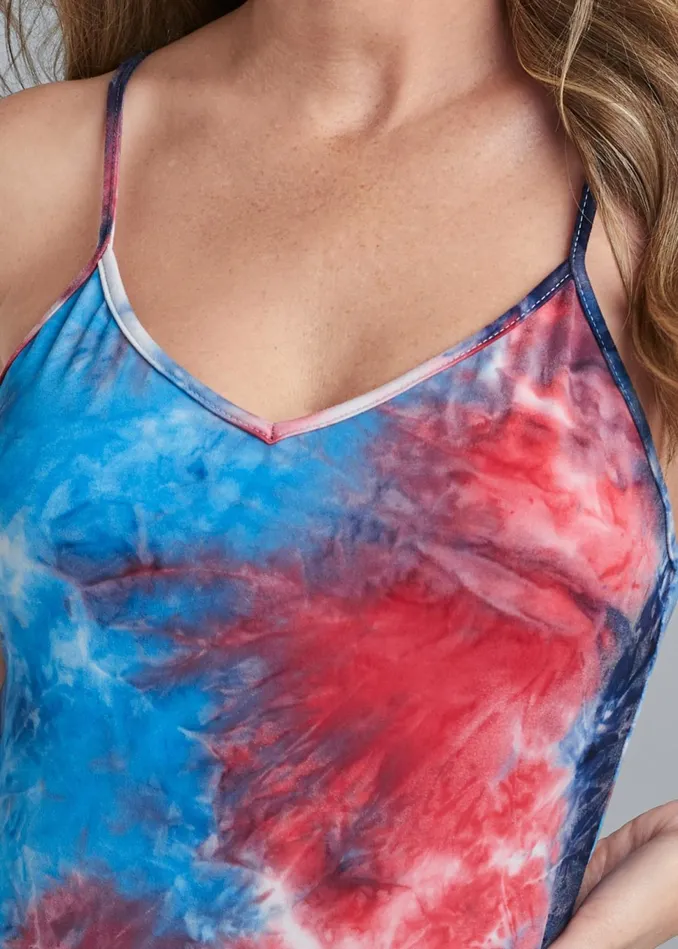 STRAPPY TIE DYE TANK TOP Red Multi Women VENUS Sleeveless Tops