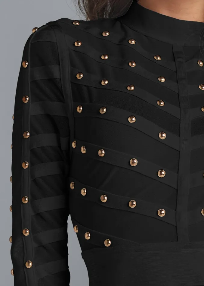 STUDDED BODYCON DRESS Black Women VENUS Bodycon Dresses