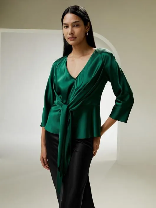 Stylish Pullover Silk Shirt With Waist Tie For All Occasions Women Blouses Lilysilk Shirts