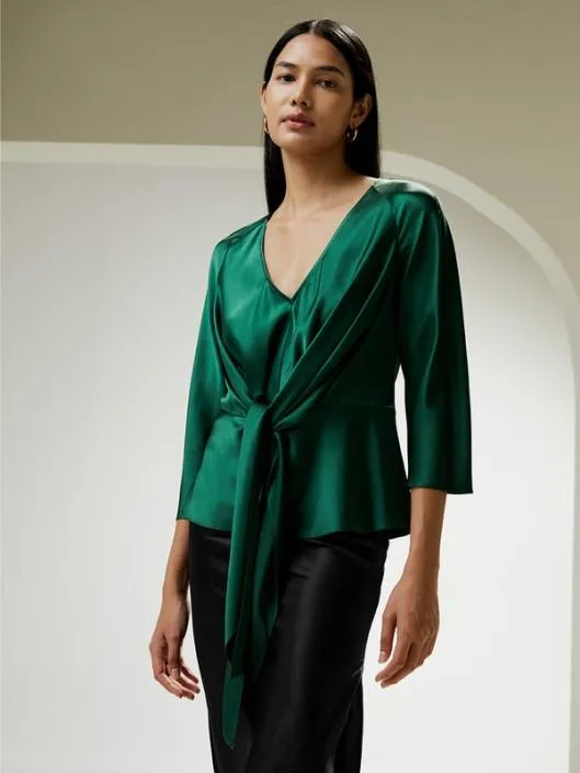 Stylish Pullover Silk Shirt With Waist Tie For All Occasions Women Blouses Lilysilk Shirts
