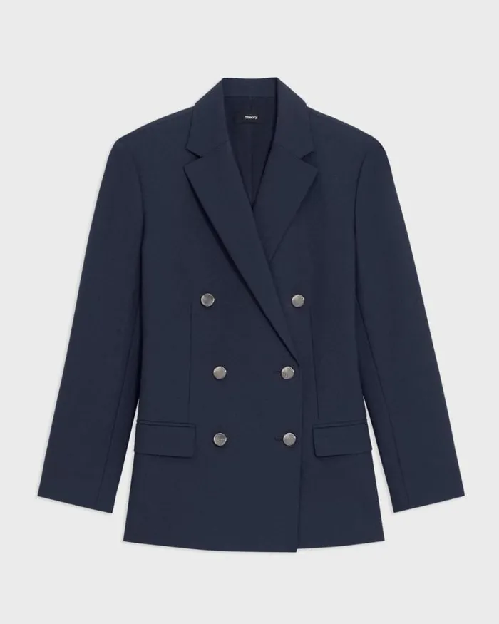 Suits Women Theory DoubleBreasted Boxy Blazer In Oxford Wool Nocturne Navy Suits Women Theory DoubleBreasted Boxy Blazer In Oxford Wool Nocturne Navy