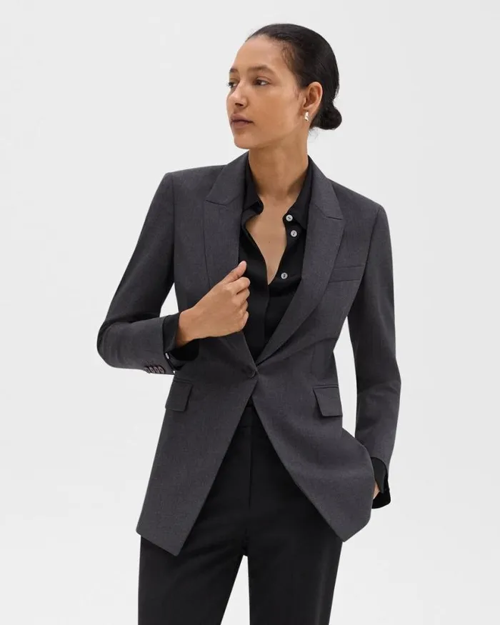 Suits Women Theory Etiennette Blazer In Good Wool Charcoal Melange