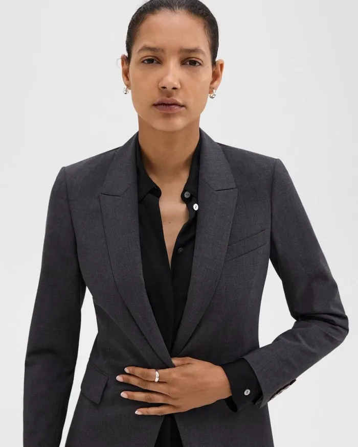 Suits Women Theory Etiennette Blazer In Good Wool Charcoal Melange