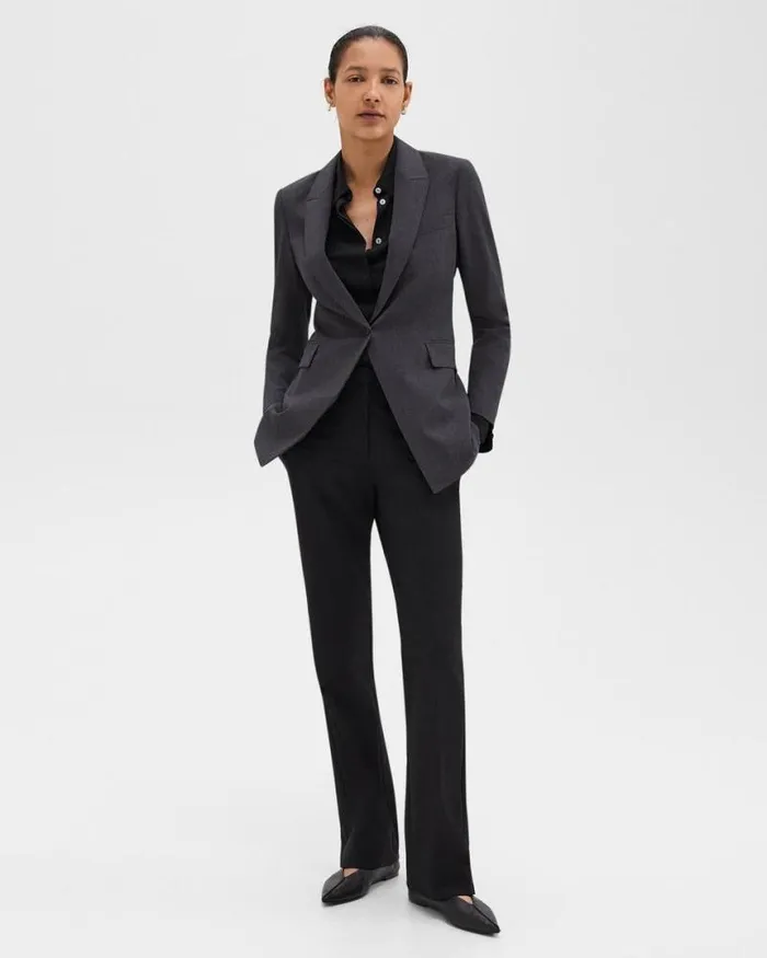 Suits Women Theory Etiennette Blazer In Good Wool Charcoal Melange