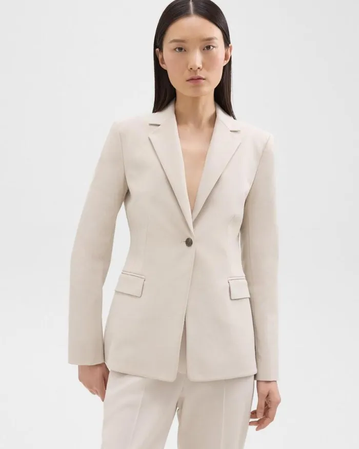 Suits Women Theory Sculpted Blazer In Stretch CottonBlend New Sand
