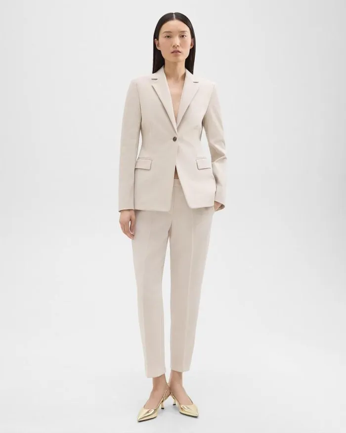 Suits Women Theory Sculpted Blazer In Stretch CottonBlend New Sand Suits Women Theory Sculpted Blazer In Stretch CottonBlend New Sand