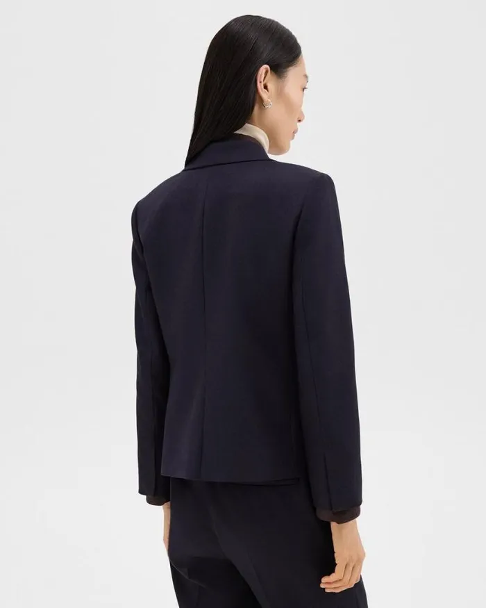 Suits Women Theory SingleButton Blazer In Sleek Flannel Navy