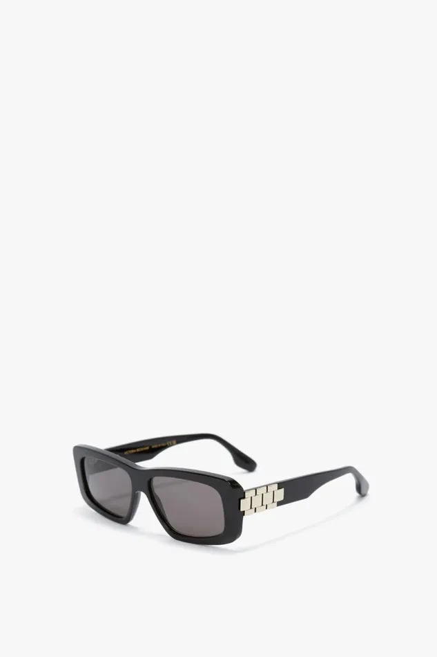 Sunglasses Women Victoria Beckham Chain Detail Rectangular Frame Sunglasses In Black