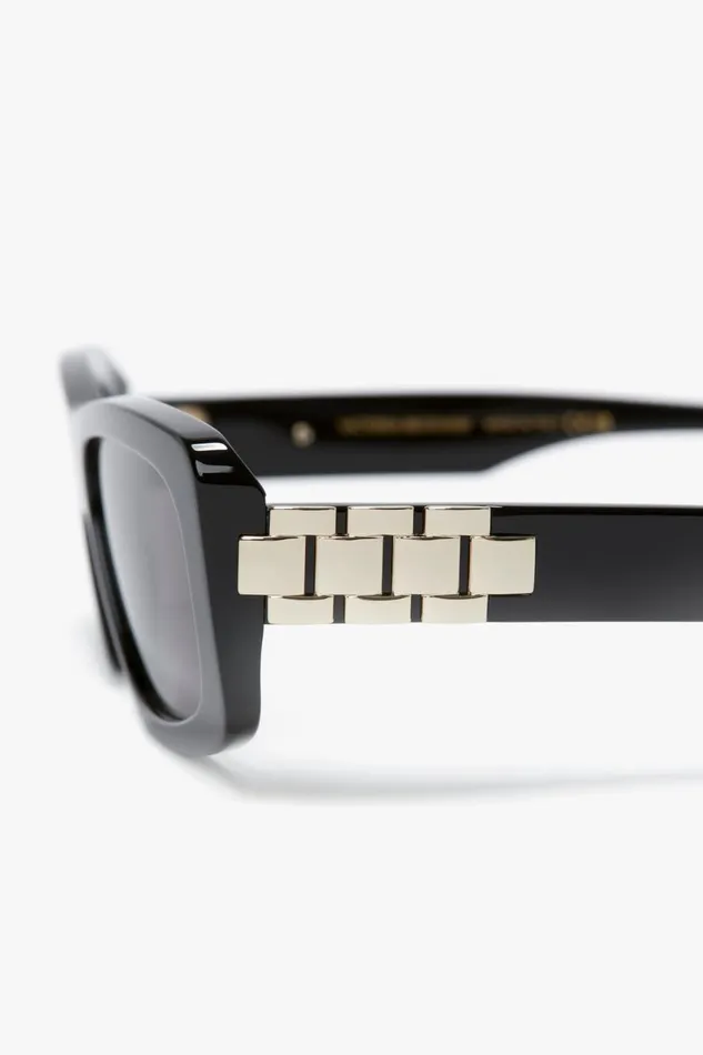 Sunglasses Women Victoria Beckham Chain Detail Rectangular Frame Sunglasses In Black