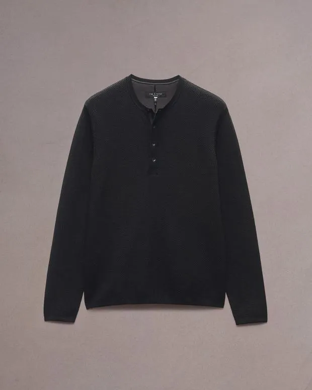 Sweaters Men Rag and Bone Bennet Henley Sweater Black