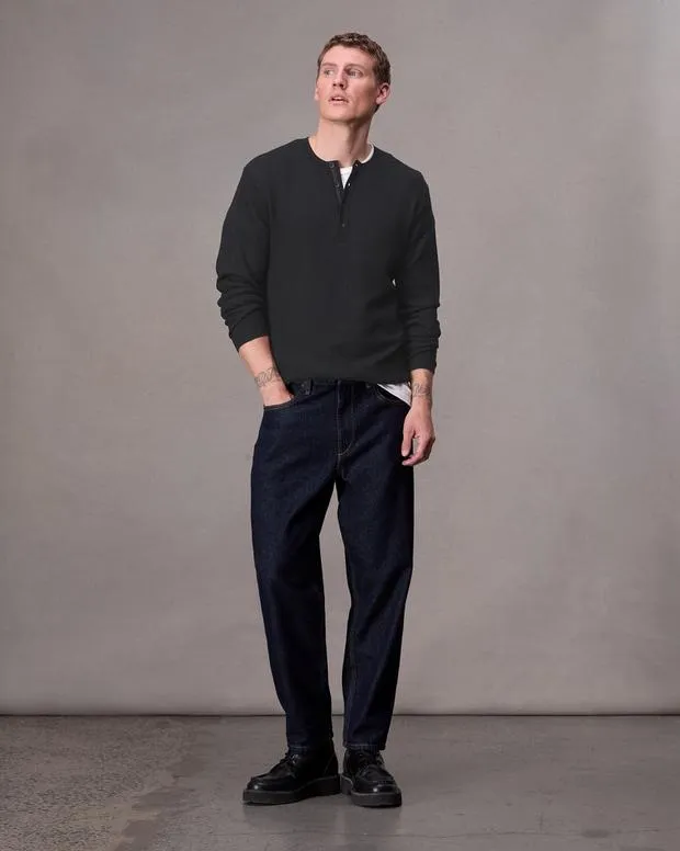 Sweaters Men Rag and Bone Bennet Henley Sweater Black
