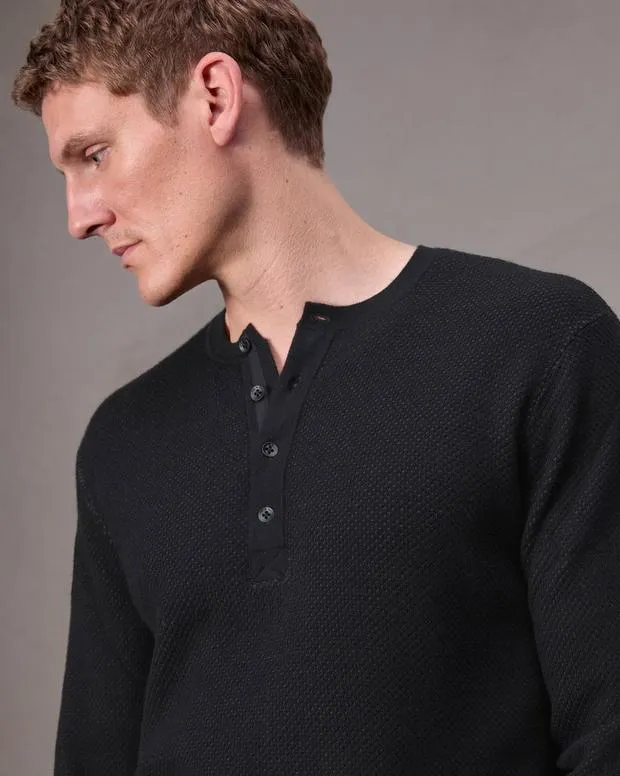 Sweaters Men Rag and Bone Bennet Henley Sweater Black