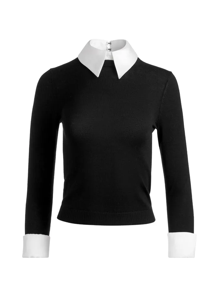 Sweaters Women Alice Olivia Porla Collared Sweater Black