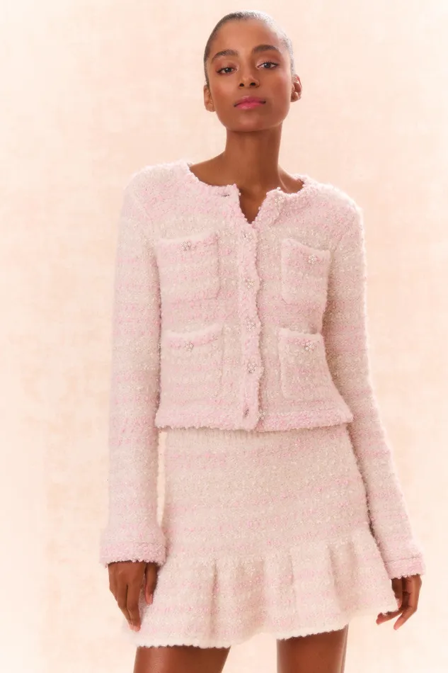 Sweaters WomenKids LoveShackFancy Blanca Knit Cardigan Vanilla Blush