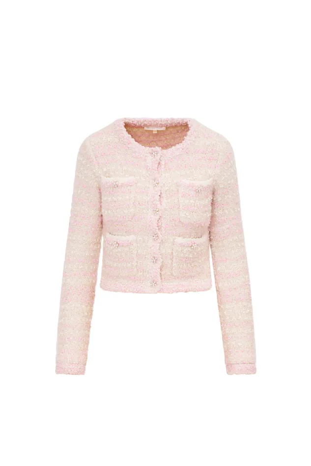 Sweaters WomenKids LoveShackFancy Blanca Knit Cardigan Vanilla Blush