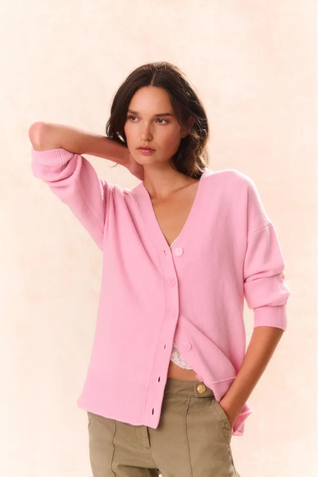 Sweaters Women LoveShackFancy Elmer Oversized Wool Cardigan Sweet Peony