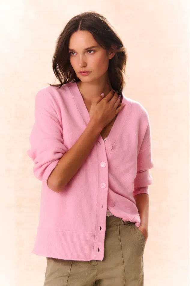 Sweaters Women LoveShackFancy Elmer Oversized Wool Cardigan Sweet Peony