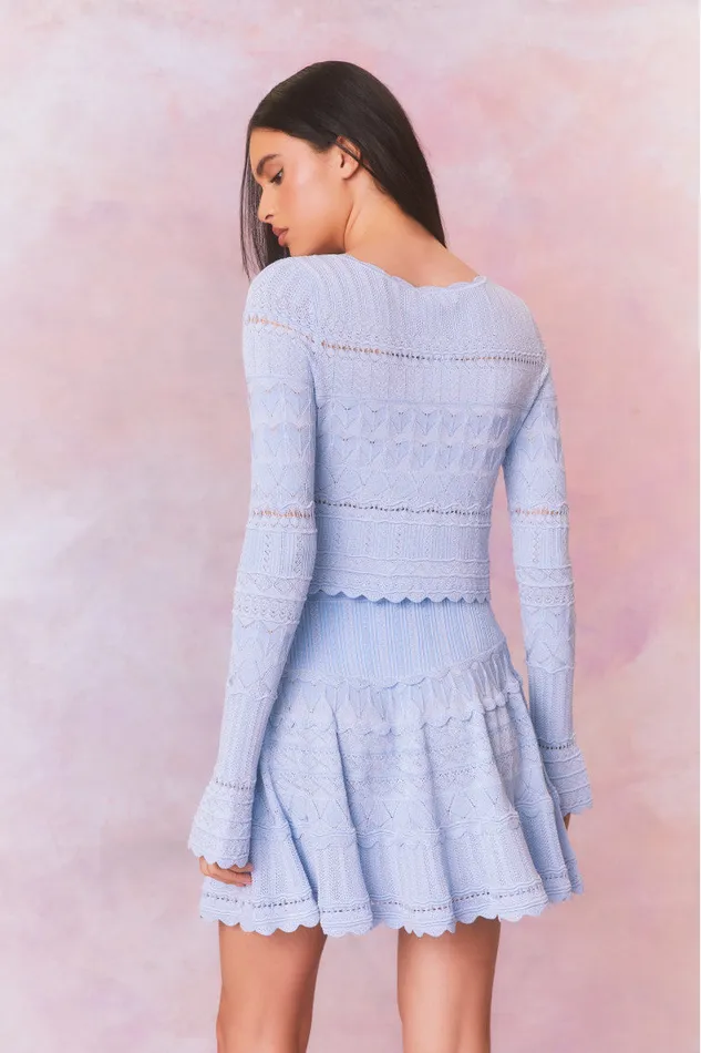 Sweaters Women LoveShackFancy Media Pointelle Scallop Cardigan Morning Tide