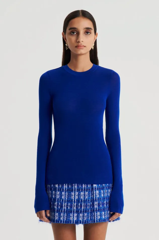 Sweaters Women Scanlan Theodore BABYWOOL CREW SWEATER Cobalt Sweaters Women Scanlan Theodore BABYWOOL CREW SWEATER Cobalt