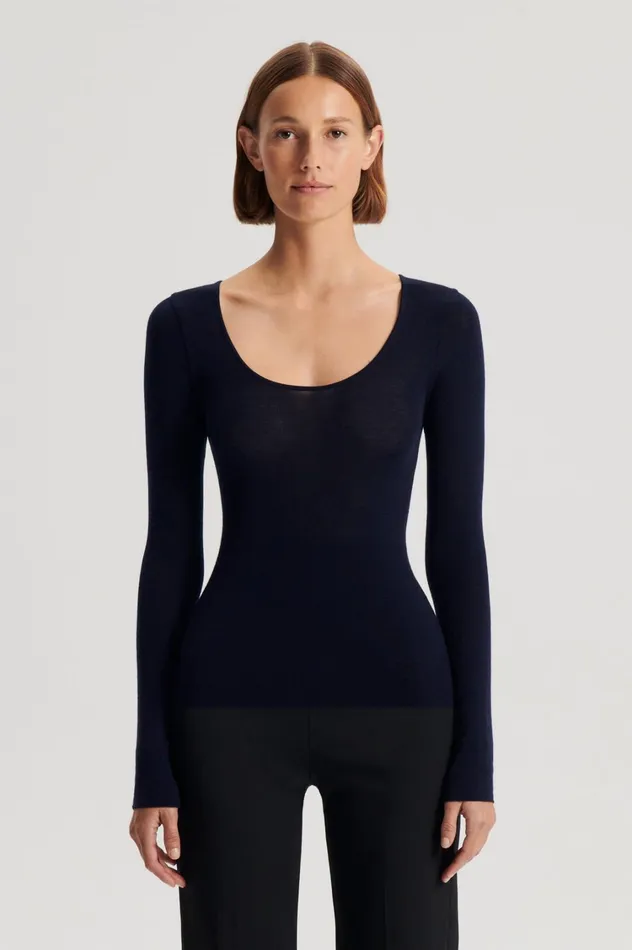 Sweaters Women Scanlan Theodore BABYWOOL SCOOP NECK Navy All Sweaters Women Scanlan Theodore BABYWOOL SCOOP NECK Navy All