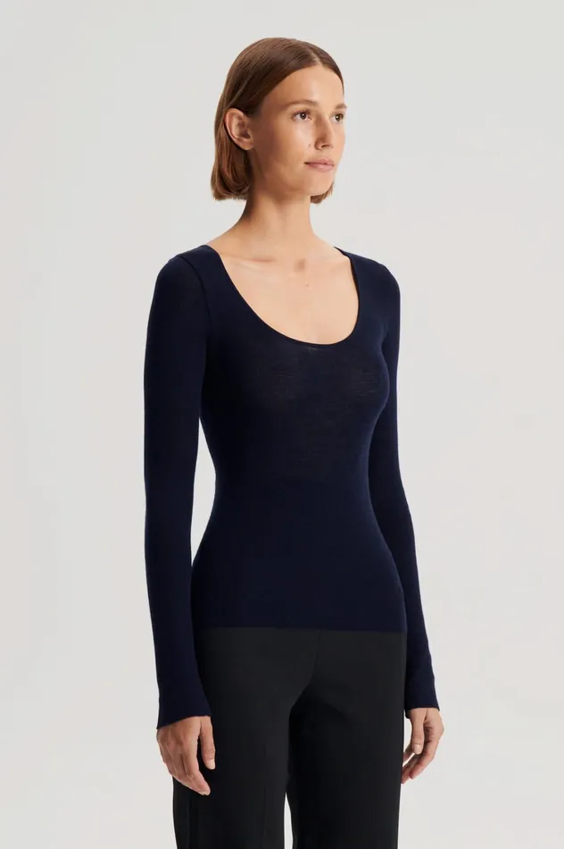 Sweaters Women Scanlan Theodore BABYWOOL SCOOP NECK Navy All Sweaters Women Scanlan Theodore BABYWOOL SCOOP NECK Navy All