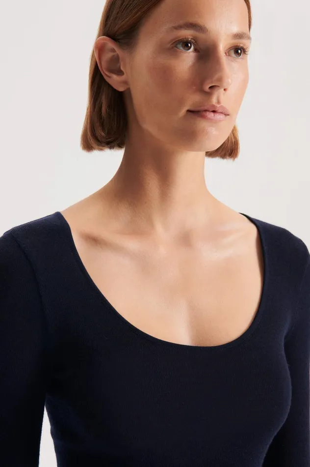 Sweaters Women Scanlan Theodore BABYWOOL SCOOP NECK Navy All Sweaters Women Scanlan Theodore BABYWOOL SCOOP NECK Navy All
