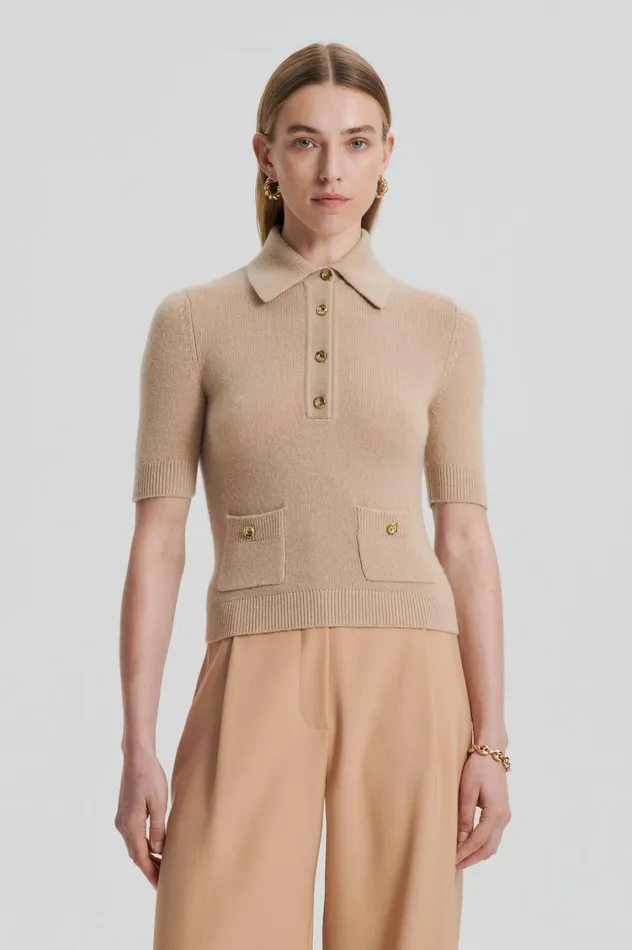 Sweaters Women Scanlan Theodore CASHMERE SLIM FIT SHIRT Oat Sweaters Women Scanlan Theodore CASHMERE SLIM FIT SHIRT Oat
