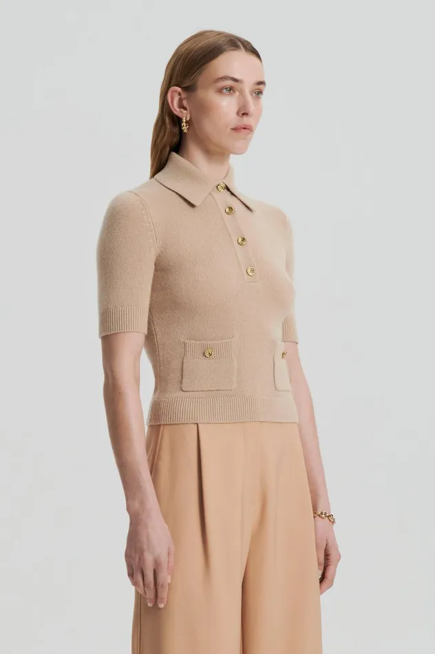 Sweaters Women Scanlan Theodore CASHMERE SLIM FIT SHIRT Oat Sweaters Women Scanlan Theodore CASHMERE SLIM FIT SHIRT Oat