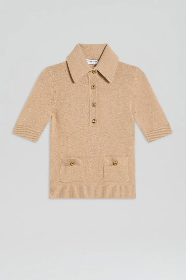 Sweaters Women Scanlan Theodore CASHMERE SLIM FIT SHIRT Oat Sweaters Women Scanlan Theodore CASHMERE SLIM FIT SHIRT Oat