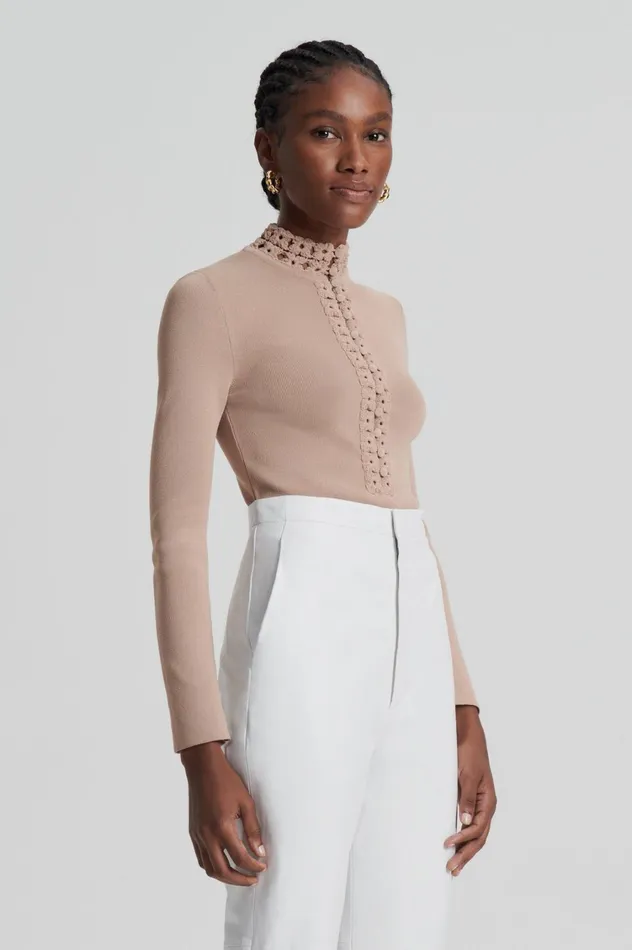 Sweaters Women Scanlan Theodore CREPE KNIT DAISY TOP Oat Sweaters Women Scanlan Theodore CREPE KNIT DAISY TOP Oat