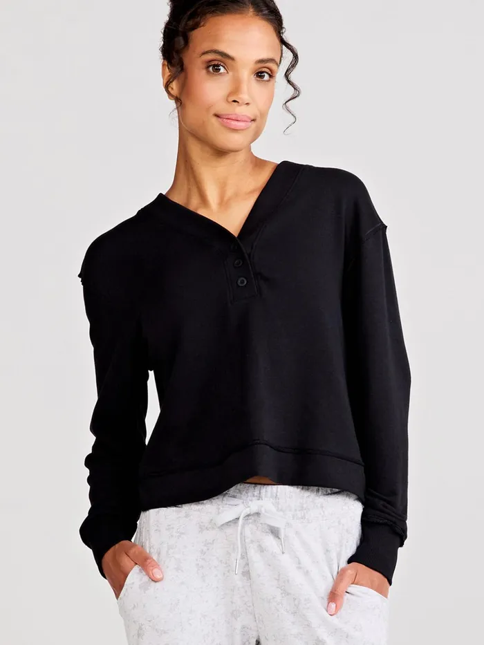 Sweatshirts Hoodies Women Tasc Performance Varsity Henley Sweatshirt