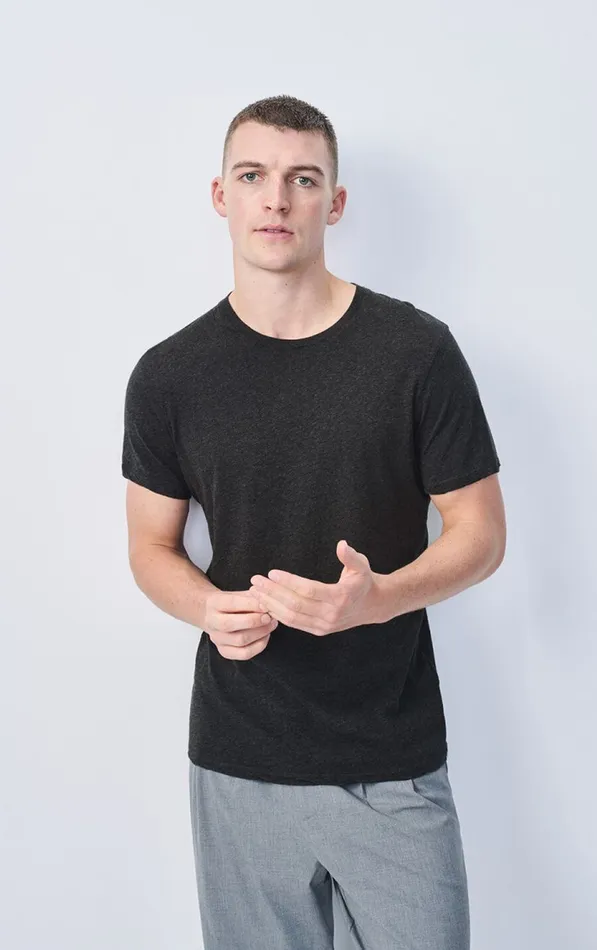 TShirt Decatur Melange Charcoal Men American Vintage Short Sleeve TShirts