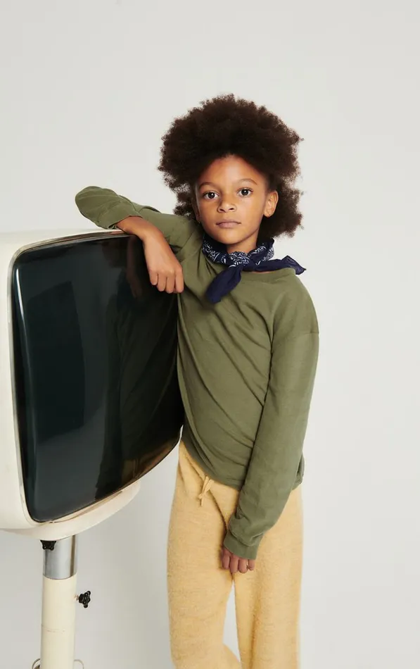 TShirt Gamipy Khaki Vintage Kids American Vintage Long Sleeve TShirts